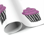 Lila Zebra Pattern Cupcake Geschenkpapier (Rolleneckpunkt)