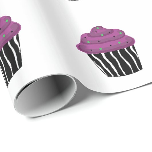 Lila Zebra Pattern Cupcake Geschenkpapier (Rolleneckpunkt)