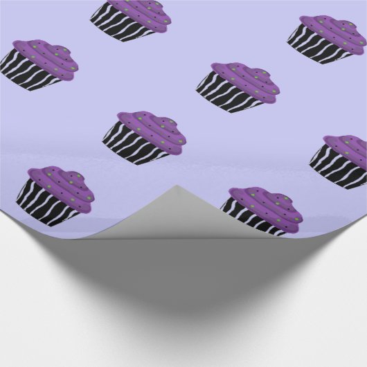 Lila Zebra Pattern Cupcake Geschenkpapier (Ecke)