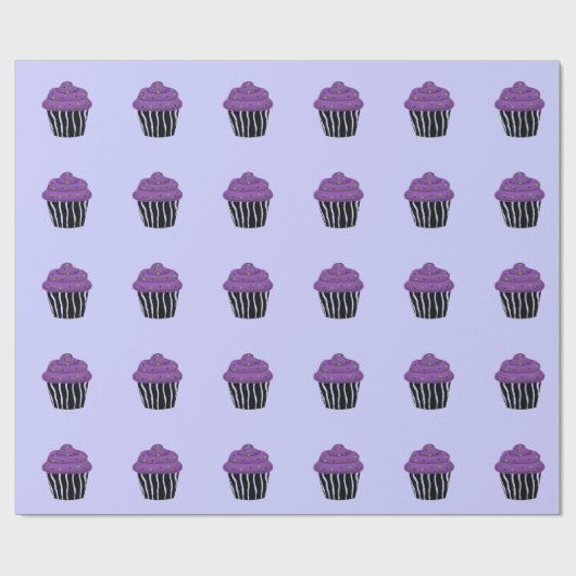 Lila Zebra Pattern Cupcake Geschenkpapier (Flach)