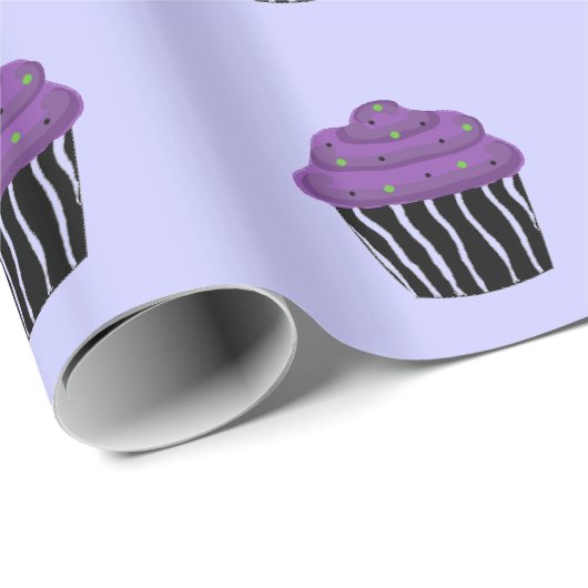 Lila Zebra Pattern Cupcake Geschenkpapier (Rolleneckpunkt)