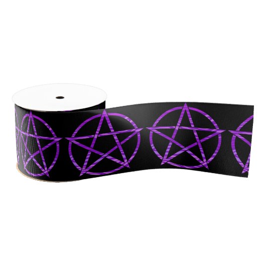 Lila Zebra Pentagram Ripsband (Spule)