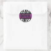 Lila & Zebra Print DIVA Typografie Party Sticker (Tasche)