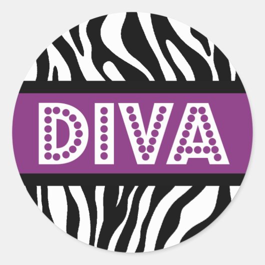 Lila & Zebra Print DIVA Typografie Party Sticker (Vorderseite)
