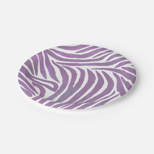 Lila Zebra Print Pappteller (Schrägansicht)