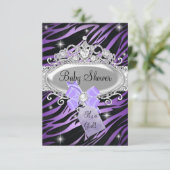 Lila Zebra Print & Princess Tiara Baby Dusche Einladung (Stehend Vorderseite)