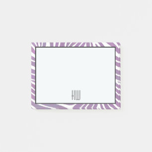 Lila Zebra Print Stripes Monogramm Post-it Klebezettel