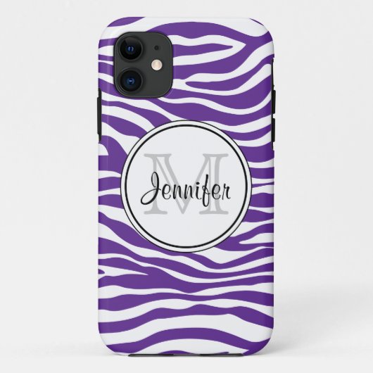 Lila Zebra Print Trendy Monogramm iPhone 5 Case-Mate iPhone Hülle (Rückseite)