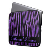 Lila Zebra-Skin-Muster auf Glitzer Laptopschutzhülle (Vorderseite Links)