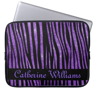 Lila Zebra-Skin-Muster auf Glitzer Laptopschutzhülle