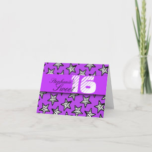 Lila-Zebra-Sterne-Süße-16-Geburtstagskarte Karte