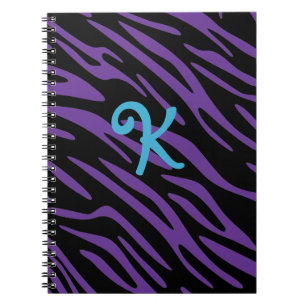 Lila Zebra-Streifen-Monogramm-Notizbuch Notizblock