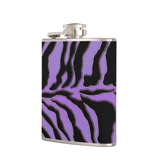Lila Zebra Striped Tierdruck-Flasche Flachmann (Links)