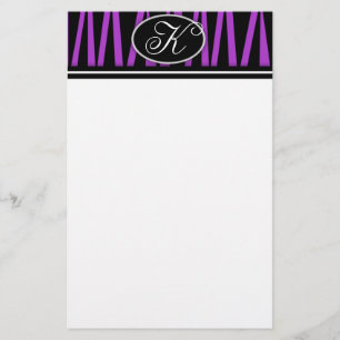 Lila Zebra Stripes mit Monogramm Briefpapier