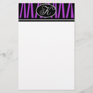 Lila Zebra Stripes mit Monogramm Briefpapier