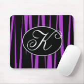 Lila Zebra Stripes mit Monogramm Mousepads (Mit Mouse)
