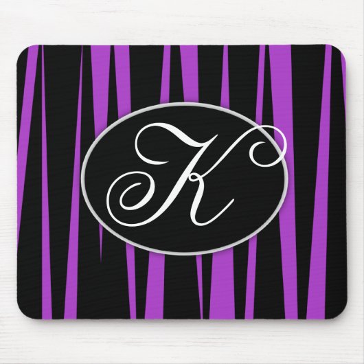 Lila Zebra Stripes mit Monogramm Mousepads (Vorne)