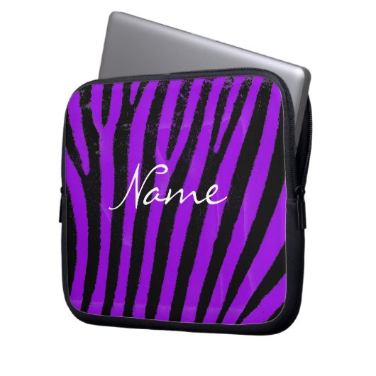 Lila Zebra stripes Neopren-Laptop-Hülse Laptopschutzhülle (Vorderseite Links)