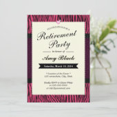 Lila Zebra Stripes Retirement-Party Einladungen (Stehend Vorderseite)