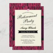 Lila Zebra Stripes Retirement-Party Einladungen (Vorne/Hinten)