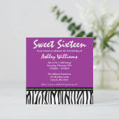 Lila Zebra Sweet 16 Einladung (Stehend Vorderseite)