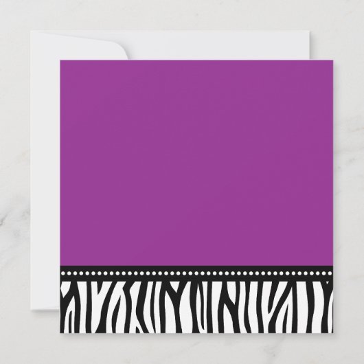 Lila Zebra Sweet 16 Einladung (Rückseite)
