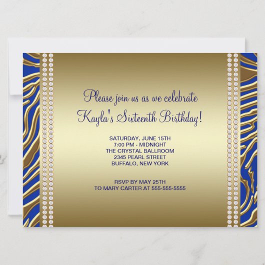 Lila Zebra Sweet 16 Party Einladung (Rückseite)