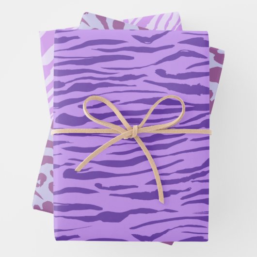 Lila Zebra- und Leopardrucke Geschenkpapier Set (Beispiel)