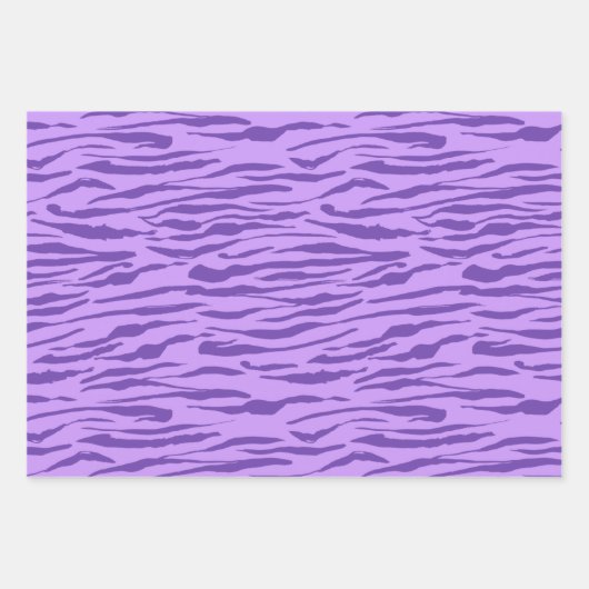 Lila Zebra- und Leopardrucke Geschenkpapier Set (Vorderseite)