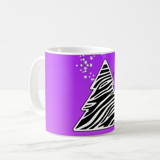 Lila Zebra-Weihnachtsbaum Kaffeetasse (Vorderseite Links)