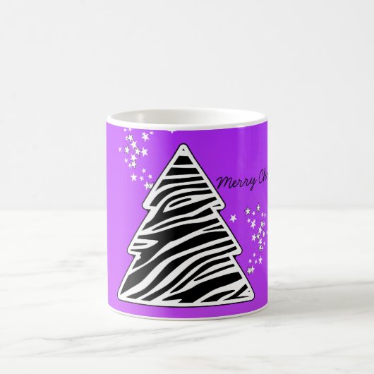 Lila Zebra-Weihnachtsbaum Kaffeetasse (Mittel)