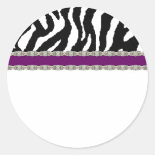 Lila Zebra White Address Labels Runder Aufkleber