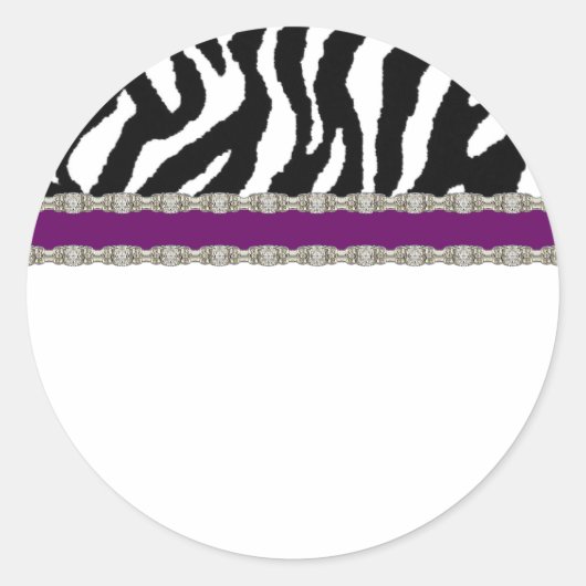 Lila Zebra White Address Labels Runder Aufkleber (Vorderseite)