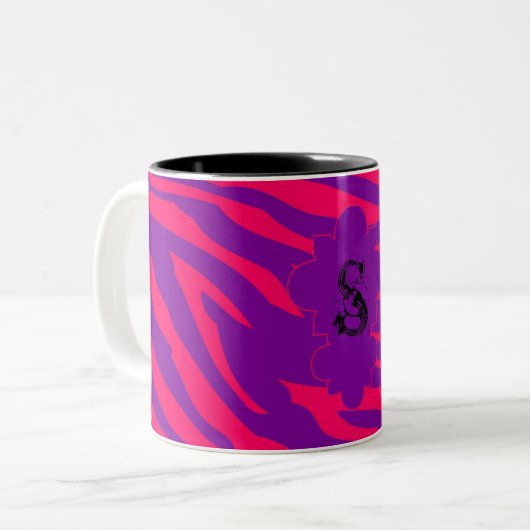 Lila Zebra-Zebra-Tasse-Cups Zweifarbige Tasse (Vorderseite Links)