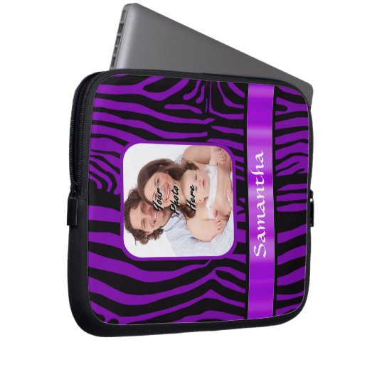 Lila Zebradruck Laptopschutzhülle (Vorne Rechts)