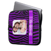 Lila Zebradruck Laptopschutzhülle (Vorderseite Links)