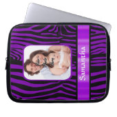 Lila Zebradruck Laptopschutzhülle (Vorderseite)