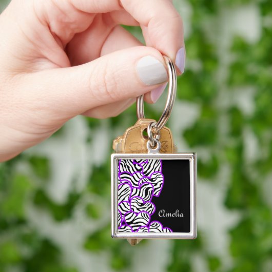 Lila Zebraherzen Schlüsselanhänger (Hand)
