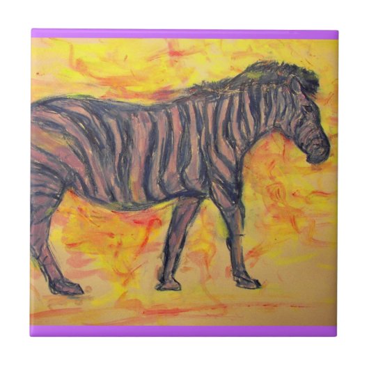lila Zebrakunst Fliese (Vorderseite)