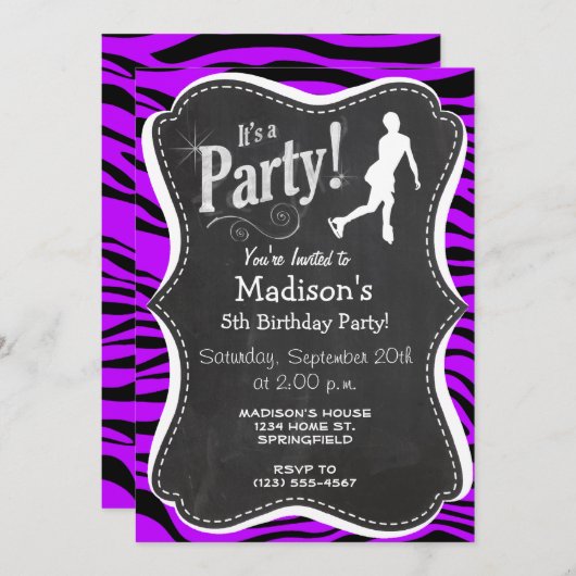 Lila Zebrastreifen; Abbildung Skaten Einladung (Vorne/Hinten)