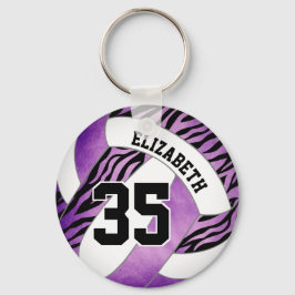 lila Zebrastreifen Akzente Mädchen Volleyball Schlüsselanhänger