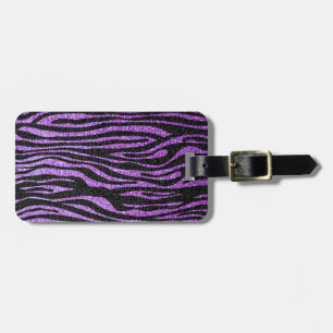 Lila Zebrastreifenmuster (bling Imitat-Glitter) Gepäckanhänger