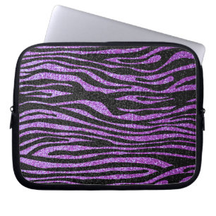 Lila Zebrastreifenmuster (bling Imitat-Glitter) Laptopschutzhülle