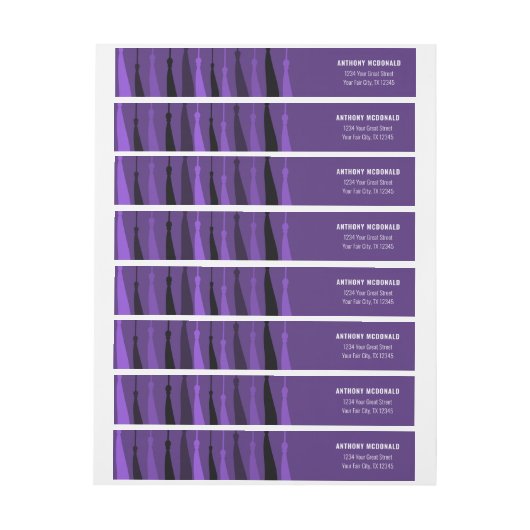 Lila Zeile Tassels Wraparound-Adressetikett (Bogen)