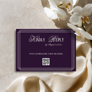 Lila zeitloses Old-Money-Hochzeit RSVP Karte