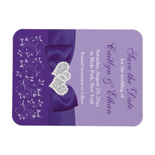 Lila Zeitschrift mit weißer Blüte Gerettet Datum Magnet (Horizontal)