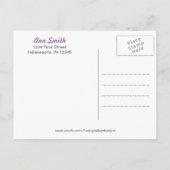 Lila Zickzack Brautparty Postkarte (Rückseite)