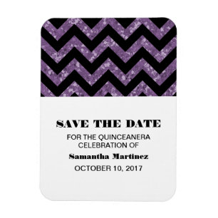 Lila Zickzack Glitzer Quinceañera Magnet