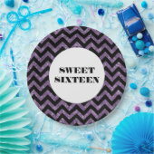 Lila Zickzack Glitzer Sweet 16 Paper Teller (Party)