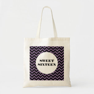 Lila Zickzack Glitzer Sweet 16 Tote Bag Tragetasche